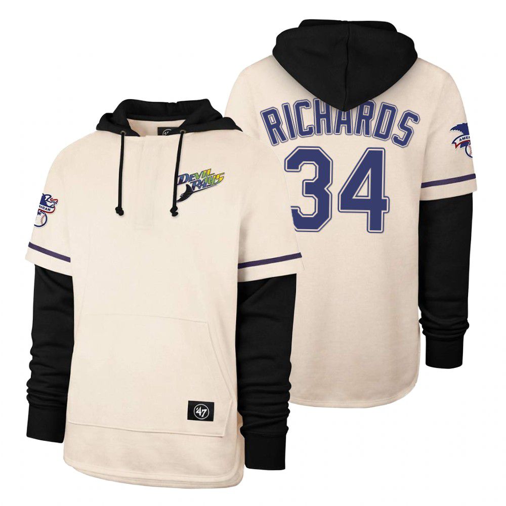 Men Tampa Bay Rays #34 Richards Cream 2021 Pullover Hoodie MLB Jersey